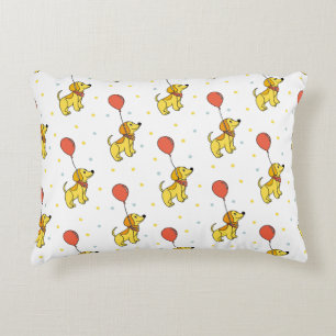 Happy Dogs with Balloons Pattern Decorative Cushion