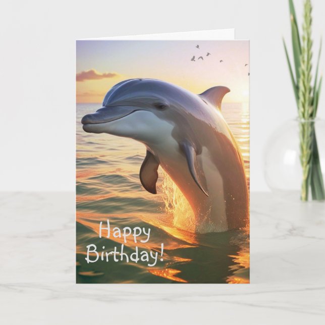 Happy Dolphin Birthday Card (Front)