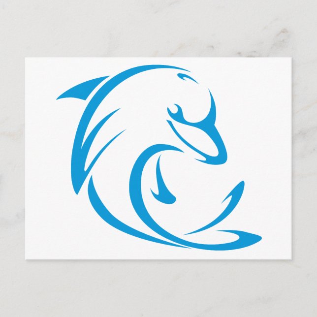 Happy Dolphin in Swing Drawing Style Postcard (Front)
