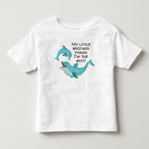 Happy Dolphin My Little Brother Thinks I'm Best Toddler T-Shirt