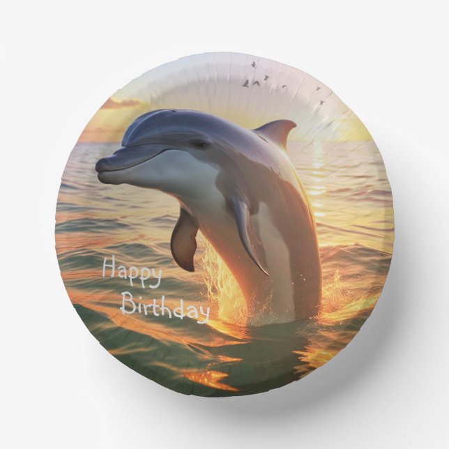 Happy Dolphin  Paper Plate (Front)
