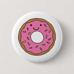 Happy Donut Graphic Colorful Pink Donut Clipart 6 Cm Round Badge
