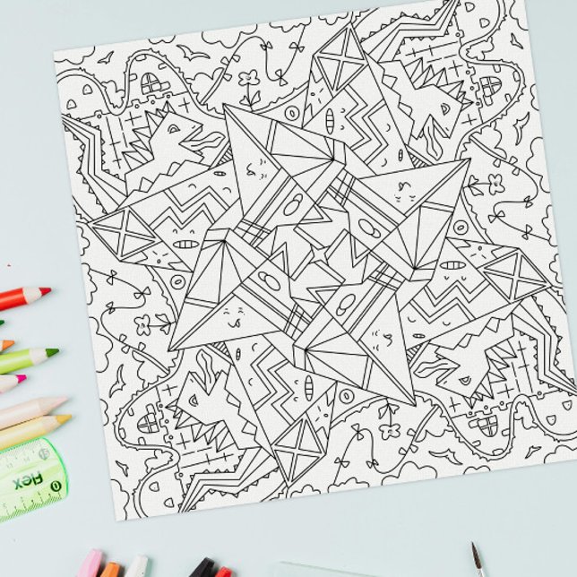 Happy Doodles: Origami Dinosaur Land Colouring Pag Poster (Creator Uploaded)