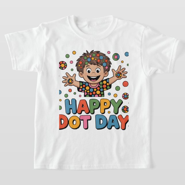 Happy Dot Day Colourful  Preschool Kids T-Shirt (Laydown)