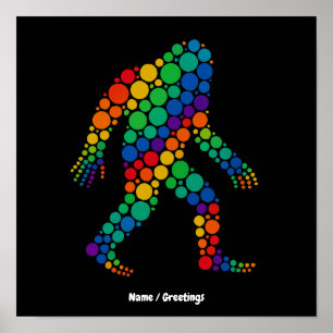 Happy Dot Day Funny Sasquatch Colourful Polka Dot Poster