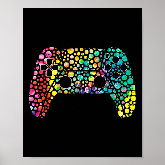 Happy Dot Day Gamers Boy Game Controller Colourful Poster (Front)