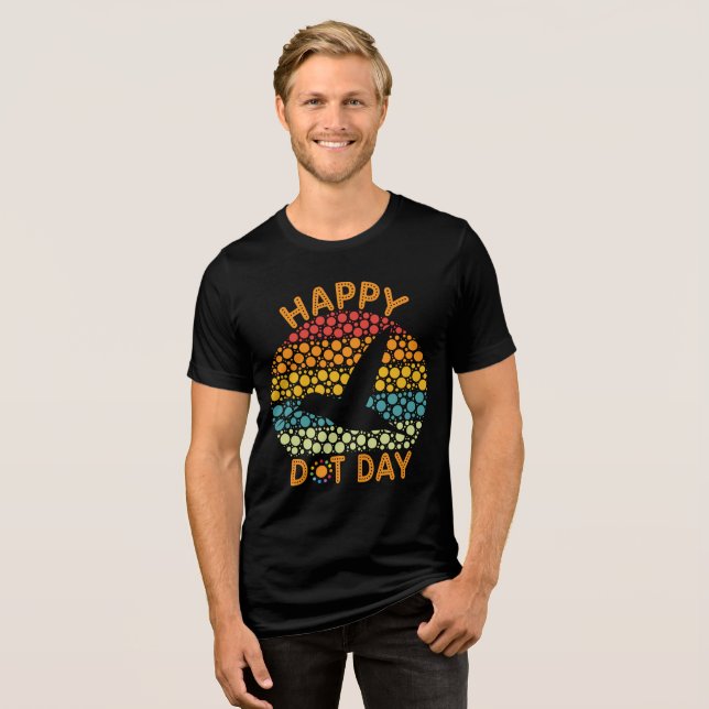 Happy Dot Day Hummingbird Colourful Tri-Blend Shirt (Front Full)