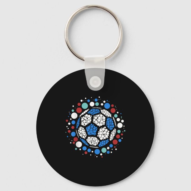 Happy Dot Day Lka Dot Soccer Ball Lover Boys Kids  Key Ring (Front)