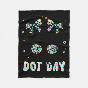 Happy Dot Day Messy Bun Kids Teacher Colorful Dot  Fleece Blanket