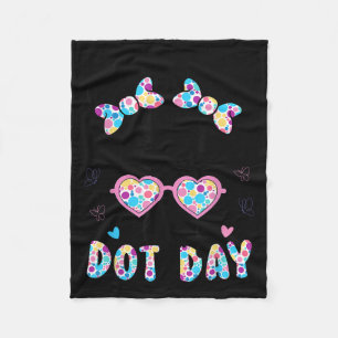 Happy Dot Day Messy Bun Kids Teacher Colorful Dot  Fleece Blanket