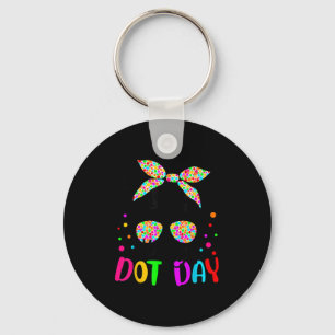 Happy Dot Day Messy Bun Kids Teacher Colorful Dot  Key Ring