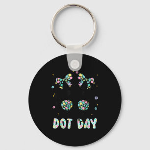Happy Dot Day Messy Bun Kids Teacher Colorful Dot  Key Ring