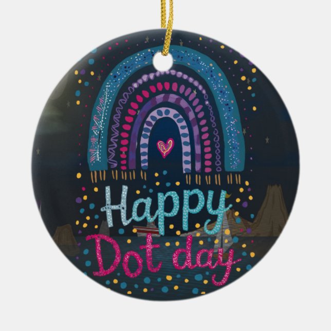 happy dot day teachers kids gift ceramic tree decoration (Front)