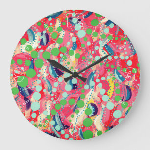 Happy Dots and Playful Shapes Large Clock