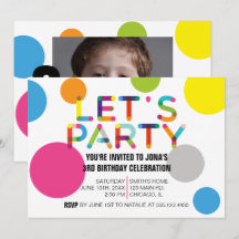 Happy Dots Birthday Party Photo Invitation