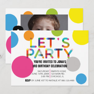 Happy Dots Birthday Party Photo Invitation
