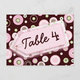 Happy Dots Pink Brown Polka Dot Table Number Card