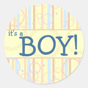 Happy Dots & Stripes Classic Round Sticker