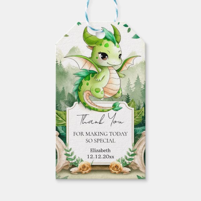 Happy Dragon Baby Shower Gift Tags (Front)