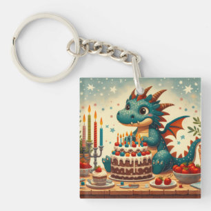Happy Dragon's Birthday Feast Key Ring