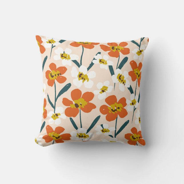 Happy dry painted blooms seamless Vintage pattern. Cushion (Front)