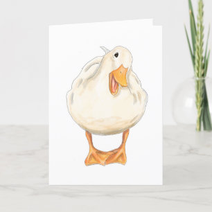 Happy Duck, Cute Animal, Handmade, watercolor Holiday Card