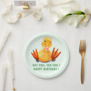 Happy Duck Funny Birthday Paper Plates for Kids
