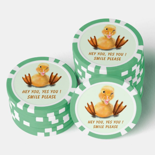 Happy Duck Funny Poker Chips Smile - Your Text (Stack)