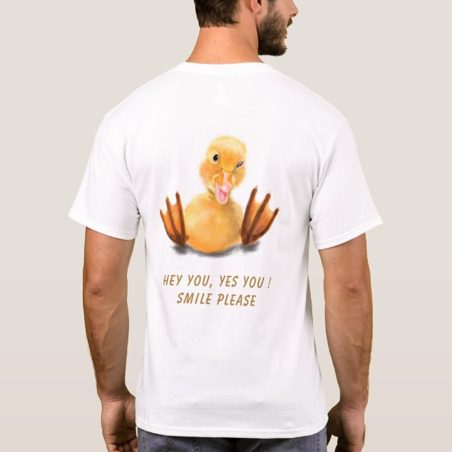 Happy Duck Funny T-Shirt - Custom Text and Colour (Back)