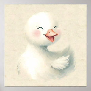 Happy Duckling Nursery Wall Art Baby Animal Print 