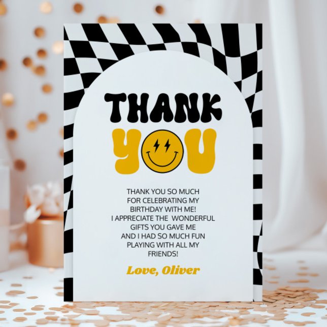 Happy Dude Retro Arch Birthday Party Thank You Card (Creator Uploaded)