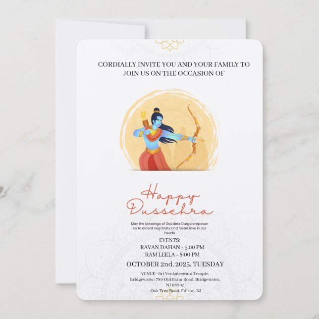 Happy Dussehra Celebration Invitation (Front)
