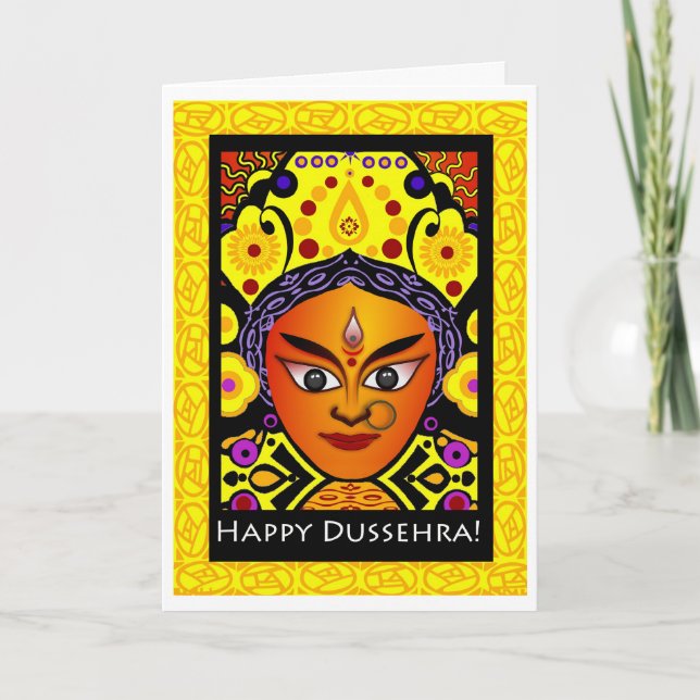 Happy Dussehra, Goddess Durga Greeting Card (Front)