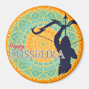Happy Dussehra Lord Ram with Bow & Arrow Chakra BG Magnet