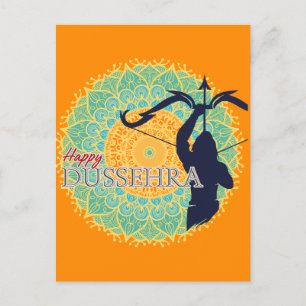 Happy Dussehra Lord Ram with Bow & Arrow Chakra BG Postcard