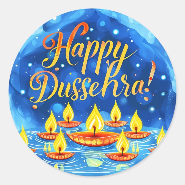 Happy Dusshehra Classic Round Sticker (Front)