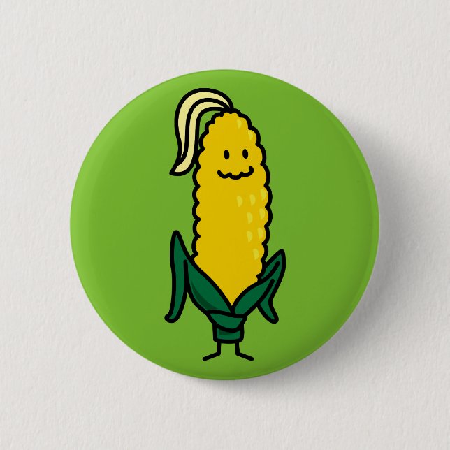 Happy Ear Corn on the Cob 6 Cm Round Badge (Front)