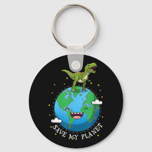 Happy Earth Day 2019 Dinosaur T-rex Kids Boy Save Key Ring