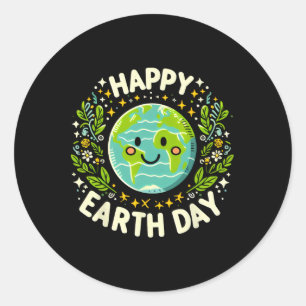Happy Earth Day 2025 Cute Earth Day Kids Toddler B Classic Round Sticker