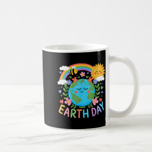 Happy Earth Day 2025 Cute Earth With Floral Earth Coffee Mug