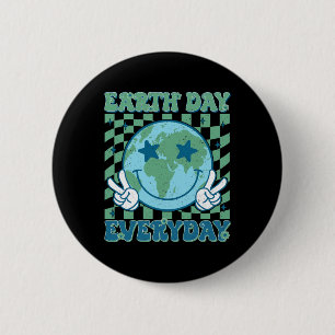Happy Earth Day 2025 Retro Groovy Earth Day Everyd 6 Cm Round Badge