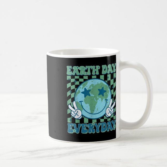 Happy Earth Day 2025 Retro Groovy Earth Day Everyd Coffee Mug (Right)
