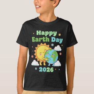 Happy earth day 2026 cute sun hugging earth design T-Shirt