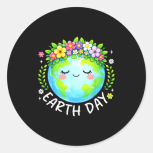 Happy earth day 2026 floral mother earth flower classic round sticker