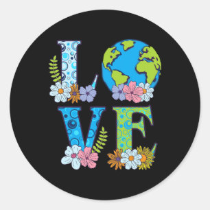 Happy Earth Day Birthday Save Nature Love Girl Env Classic Round Sticker