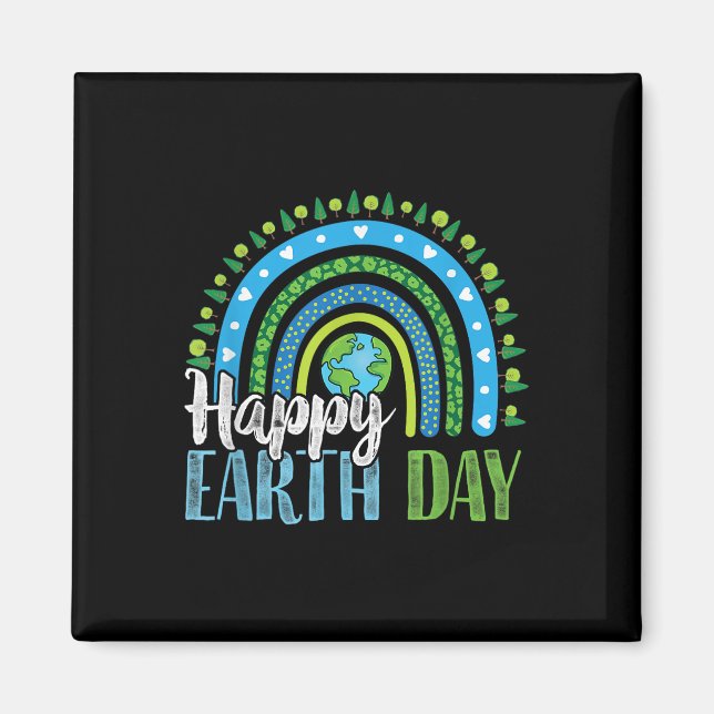 Happy Earth Day - Boho Rainbow  Magnet (Front)