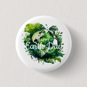 Happy earth day celebration 2026 3 cm round badge