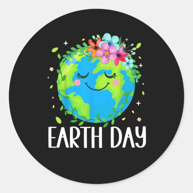 Happy Earth Day Classic Round Sticker (Front)