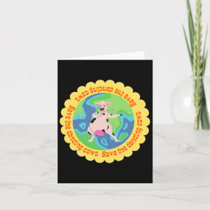 Happy Earth Day Cute Cow Dancing Save The Cows Card