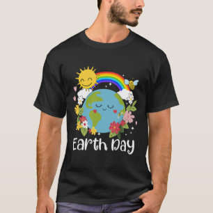 Happy Earth Day Cute Earth With Floral Earth Day 2 T-Shirt